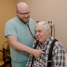 Barnes with patient