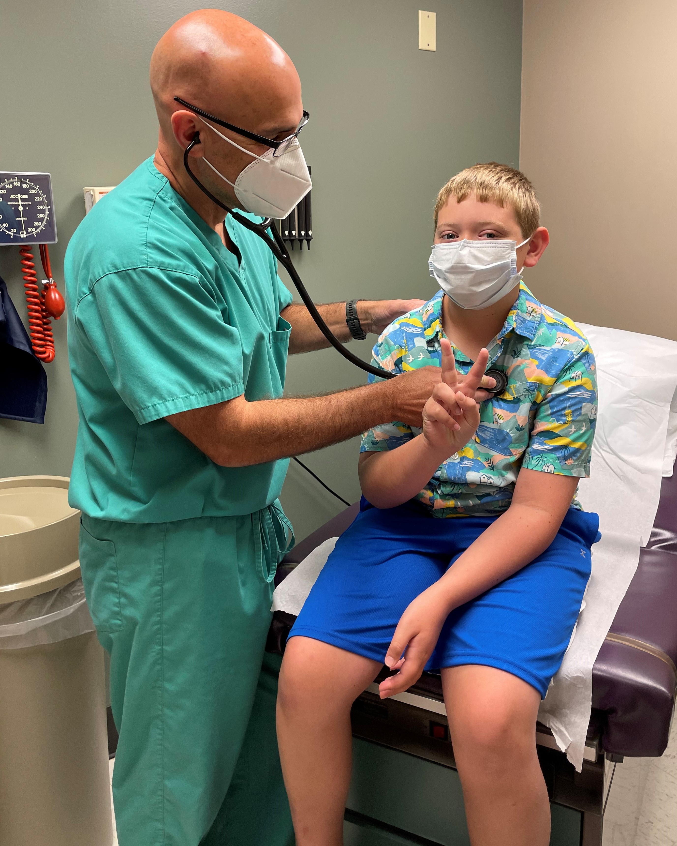 Jeremy using stethoscope