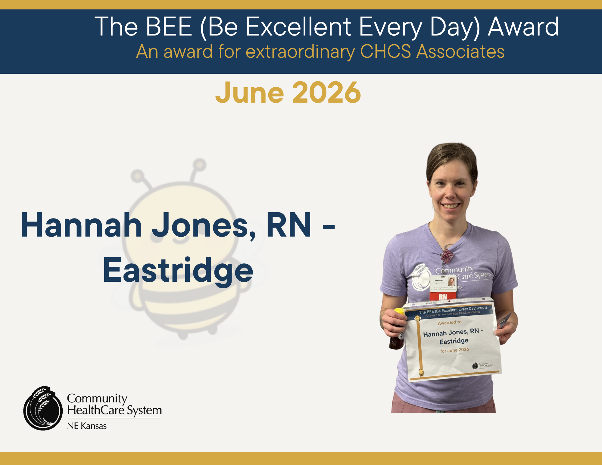 Our latest BEE (Be Excellent Every Day) Employee is Hannah Jones